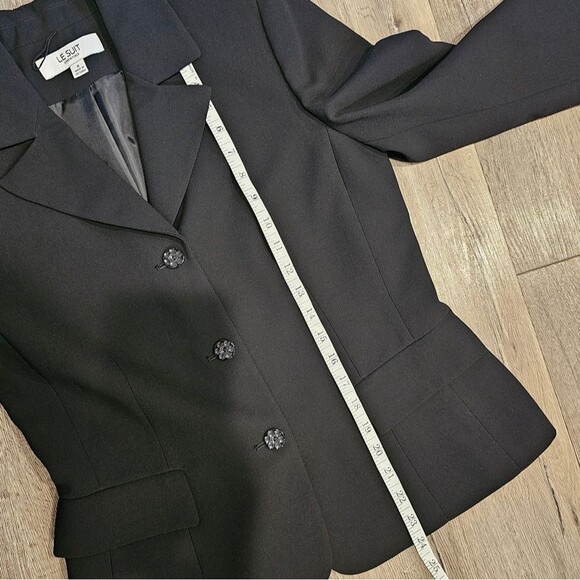 LE SUIT Black Blazer Jacket Notched Collar Single Breasted 3 button Suit Jacket - Picture 7 of 10